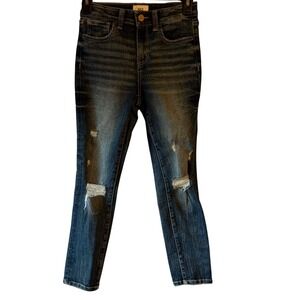 BKE Youth Girls Distressed Blue Denim Slim fit Jeans Size 12 Adjustable waist